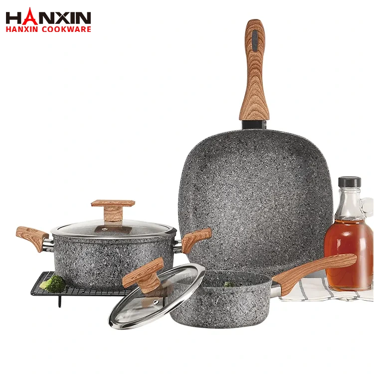 Aluminium pannenset met antiaanbaklaag en granietcoating