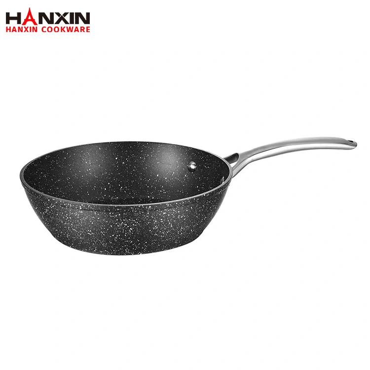 Aluminium anti-aanbaklaag met marmeren coating frituurpan Aluminium anti-aanbaklaag met marmeren coating frituurpan